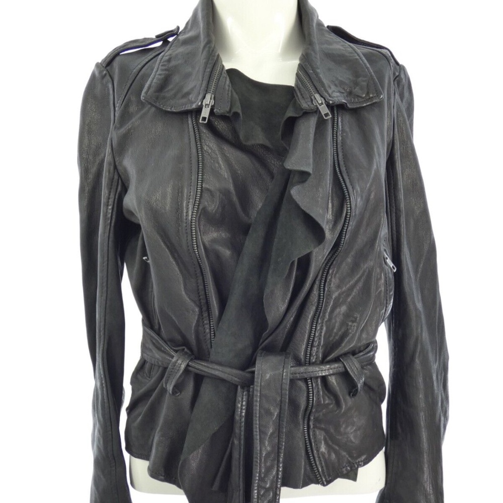 Waterfall tie waist leather jacket from All Saints